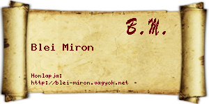 Blei Miron névjegykártya